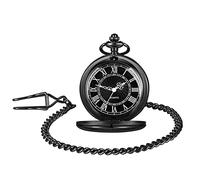 ADJAN Retro Classical 4.5cm Size Silver Polish Quartz Men Pocket Watch Pendant Chain Smooth Pocket Watches Gifts,Black 1