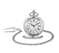 ADJAN Retro Classical 4.5cm Size Silver Polish Quartz Men Pocket Watch Pendant Chain Smooth Pocket Watches Gifts,Silver 1