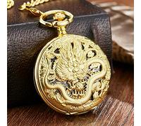 ADJAN Retro Mechanical Pocket Watch Dragon Play Ball Steampunk Skeleton Hand-Wind Flip ClockWatch with Chain Double Hunter Gift,Double Hunter 1