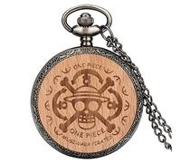 ADJAN Romantic I Wish I Could Turn Back TIME Text on Wooden Quartz Pocket Watch 100% Engraved Custom Love Watch with Necklace Chain,Luffy