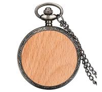 ADJAN Romantic I Wish I Could Turn Back TIME Text on Wooden Quartz Pocket Watch 100% Engraved Custom Love Watch with Necklace Chain,Pure