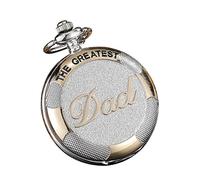 ADJAN Silver The Greatest DAD Pocket Watches for Father's Day Gifts Luxury Quartz Watches Chain for MenHour