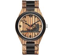 ADJAN Solid Wood Watch Men Dropship New Watches Full Wooden Band Quartz Male Wristwatch Skull Head Horse Engraved Business Man Clock,Brown Wood Watch