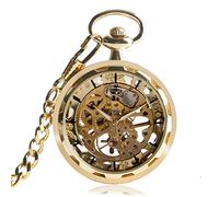 ADJAN Steampunk Watch for Men Women Luxury Hand-Winding Mechanical Pocket Watches Silver Gold Bronze Balck Pendant,Full Gold