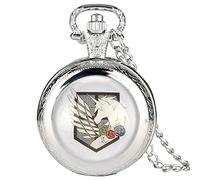 ADJAN The Attacking Man Quartz Pocket Watch Bronze Dome Necklace Jewelry Steampunk Medium Size Chain Collectibles Gift with 80cm Chain,Fashion Silver