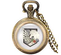 ADJAN The Attacking Man Quartz Pocket Watch Bronze Dome Necklace Jewelry Steampunk Medium Size Chain Collectibles Gift with 80cm Chain,Retro Bronze