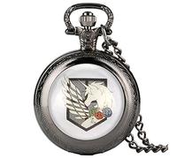 ADJAN The Attacking Man Quartz Pocket Watch Bronze Dome Necklace Jewelry Steampunk Medium Size Chain Collectibles Gift with 80cm Chain,Classic Black