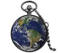ADJAN Unique The Earth Map Atlantic Printing Vintage Black Quartz Pocket Watch Men Women Pendant Necklace Hours Clock Jewelry Gifts