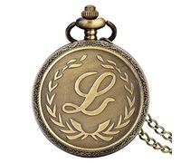 ADJAN Vintage Bronze Chinese Retro Tai Chi Gossip Banish Bad Luck Quartz Pocket Watch Necklace Pendant Best Friend Friendship Jewelry,L