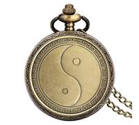 ADJAN Vintage Bronze Chinese Retro Tai Chi Gossip Banish Bad Luck Quartz Pocket Watch Necklace Pendant Best Friend Friendship Jewelry,Tai Chi Gossip