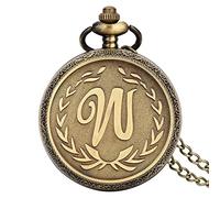 ADJAN Vintage Bronze Chinese Retro Tai Chi Gossip Banish Bad Luck Quartz Pocket Watch Necklace Pendant Best Friend Friendship Jewelry,w