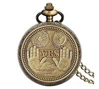 ADJAN Vintage Bronze Chinese Retro Tai Chi Gossip Banish Bad Luck Quartz Pocket Watch Necklace Pendant Best Friend Friendship Jewelry,Yes