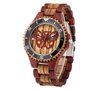 ADJAN Wooden Watch for Man Quartz Bamboo Wristwatch Male Butterfly Pattern Simple Dial Folding Buckle Men's Wood Watches Vintage Gifts,Wood Watch B