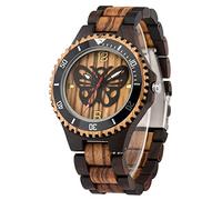 ADJAN Wooden Watch for Man Quartz Bamboo Wristwatch Male Butterfly Pattern Simple Dial Folding Buckle Men's Wood Watches Vintage Gifts,Wood Watch C