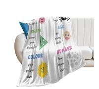 Adjectives for Kids, Types of Adjectives, Parts of Speech, Grammar Table Throw Blanket Blankets Soft Lightweight 80x100cm(30x40in)