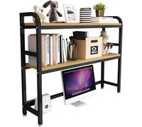 Adjuble 2 Tier Desk Boohelf Cute Countertop Display Shelf for Office Decor Black Bookcase (Size: 95x25x95cm) Slish Sto Solut for Home & Office