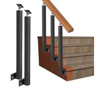 Adjuble 270° Iron Railing Black ils with Flat Bracket Square il for Dec & Balconies 3.12ft (95cm) 2 Pack Side Mount