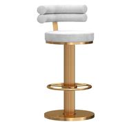 Adjuble 360° Swivel Velvet Bar Stool, Modern High Back Chair with Sturdy e & Round Base, Hydraulic Lift for Kitchen, Dining, or Recept (Height: 65-80cm, Color: White)