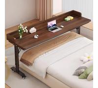 Adjuble 94.5" Rolling Overbed Table for King Beds Height 26.7" 40.6" 19.7" Work Solid Wood Locking Wheels Perfect for Home Office & Laptop Use