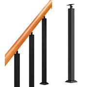 Adjuble Black Metal Iron Spindles - Customizable Square Hollow Baluster Post for Enhanced Safe on Level & Sloped Rails, 110cm/43.3in Height, & Slish Design