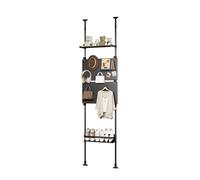 Adjuble Black Narrow Tall Sto Shelf, Floor-to-Ceiling Clothes Rack with Pegboard, Portable Space-Saving nizer, Includes 2 Pegboards, 1 Shelf & 1 Shoe Rack (30.3″/77cm)