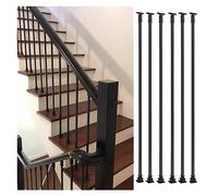 Adjuble Black Wrought Iron Railing Posts - 6 Pack, 39.4" for Indoor/Outdoor Dec & Concrete Steps, Banister Connectors for Strong Support & Ele Safe