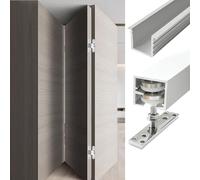 Adjuble Folding Barn Door Hardware Kit - Sliding Track with Rollers, Top & Bottom Rail, Fits Interior Doors 3.3-13.1ft, Ideal for 6-Door Systems, Easy Inllat