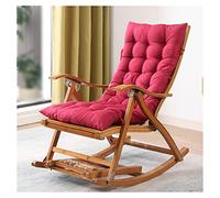 Adjuble Folding Rocking Chair with, Padded Recliner, Portable Wooden e Deck Chair, Removable Cush, Ideal for Living Room & Indoor Use