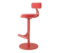 Adjuble Height Bar Stools for Kitchen Velvet Seat & Backrest High Chairs Round Design with d Legs Modern Breakfast Counter Seating - Green//Red
