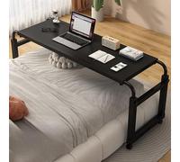 Adjuble Height Over Bed Table on Wheels - 100cm Black Rolling Overbed Table for Did & Elderly - Versatile Bedside & Over Chair Table for Easy Accessibili