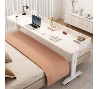 Adjuble Height Rolling Laptop Desk for Bed with Wheels - le Overbed Table Portable nding Desk for Work Read Eat - Ideal for Home Office & Hospital Use