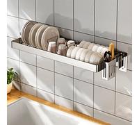 Adjuble inless Steel Wall Mounted Dish Rack 55CM to 95CM Space Saving Kitchen Sink Shelf 29.5" Draining Rack for Efficient Drying & nizat
