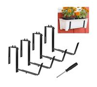 Adjuble Iron Planter Box Brackets - Universal Wall Mounting Hoo for Balcony, Fence, Patio & Garden - 4 Pack Flower Box Support Holders