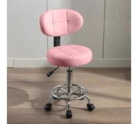 Adjuble Office Desk Chair Rolling Swivel Stool with Low Back & Footrest Ideal for Home Salon & Drafting Ta - Cuter Chair (Pack of 1)