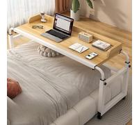 Adjuble Over Bed Table on Wheels - Height-Adjuble Overbed Table for Did Seniors & Patients - Portable Bedside Table with Rolling Casters for Easy li