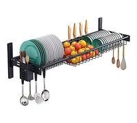 Adjuble Over Sink Dish Drying Rack, Black Dish Drainer, Wall Mounted Kitchen nizer with sil Holder for Efficient Drying and Sto