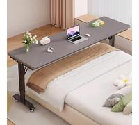 Adjuble Overbed Table 94.5" with Wheels for King Beds Height 26.7" 40.6" Space Saving 15.7" Desktop Solid Wood Core Locking Casters for Laptop Reading & Breakfast
