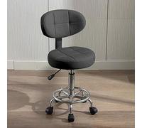 Adjuble Rolling Office Desk Chair with Footrest Low Back Swivel Stool for Home Salon & Drafting Task Chair (Black Single Pack)