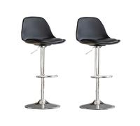 Adjuble Swivel Bar Stools, Modern PU Leather Counter Height Chairs with Back, Set of 2 for Kitchen Island, Slish Svart Design