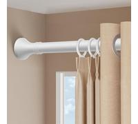 Adjuble Teles ain Rod -5m - No Drill Teon Rod for Shower ains, Drapes & More - Easy Clamp Inllat, White, Space-Saving Home Decor Solut