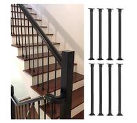 Adjuble Wrought Iron Railing Posts for Dec & irs - 8 Pack, 39.4in Banister Connectors for Indoor/Outdoor Concrete Steps, Perfect for Safe & SLE