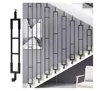 Adjustable 0°-180° Stair Spindles L-Shaped Metal Railing Posts for Apartment/Office 2.4" Square Base Max Load 250KG 145cm/57.1in Black Room Divider