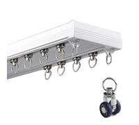 Adjustable 1.5m/4.9ft White Ceiling Mount Double Curtain Rod - Ideal for Room Dividers Window Treatments RVs Easy Installation - Versatile Home Decor Solution