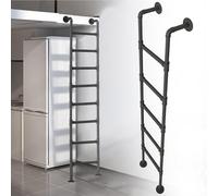 Adjustable, 100-300 cm long metal wall-mounted fire escape ladder for homes, attics, bunk beds, camper vans, libraries - as an escape route solution. Custom designs available.