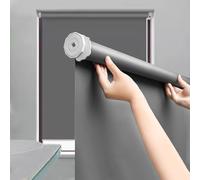 Adjustable 100% Blackout Roller Shade No Drill Thermo Roller Light & Privacy Protection Elegant Grey Polyester Window Covering for Home & Office Customizable Width x Height