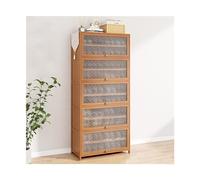 Adjustable 11-Layer Bamboo Shoe Rack with Folding Doors - Versatile Multi-Layer Shoe Storage nizer for Hallways Bedrooms & Entrances (80cm) - Stylish & Space-Saving Solution