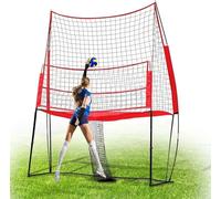 Adjustable 11x8 ft Volleyball Practice Net Station - Premium Volleyball Training Equipment with Ball Return for Team or Solo Training, Ideal for Skill Development and Performance Improvement