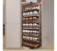 Adjustable 14-Tier Shoe Rack Cabinet with 360° Rotating Pull-OutSpace-Saving Shoe Storage Shelf for Entryway Brown 78CM/30.8IN