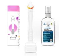 Adjustable 140 Pins Derma Stamp with 100ml Disinfectant Spray - 0MM-3MM Adjustable Pins for Men and Women - Versatile Use for Skin and Scalp Care - Easy to Use - Packaging May Vary
