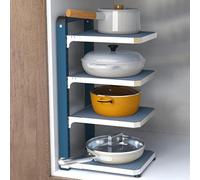 Adjustable 2/3/4-Tier Pot and Pan Under-Cabinet Storage Rack for Kitchen Cabinets Space-Saving Cookware Holder Heavy-Duty Kitchen
